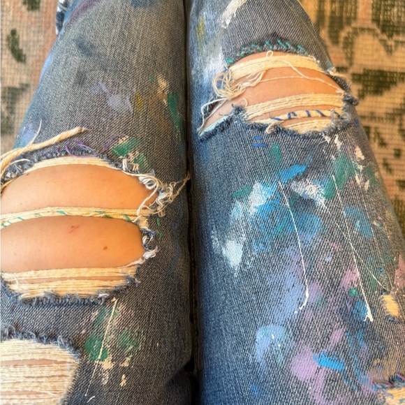 Polo Ralph Laure Distressed Paint-Splatter Skinny Jeans - Multi Color - Picture 7 of 8